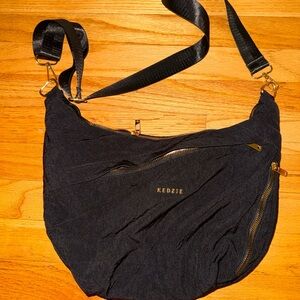 Kedzie Black Shoulder Bag with Zipper Details